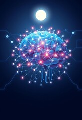 Obraz premium Illuminated Brain Network Digital Neural Connections