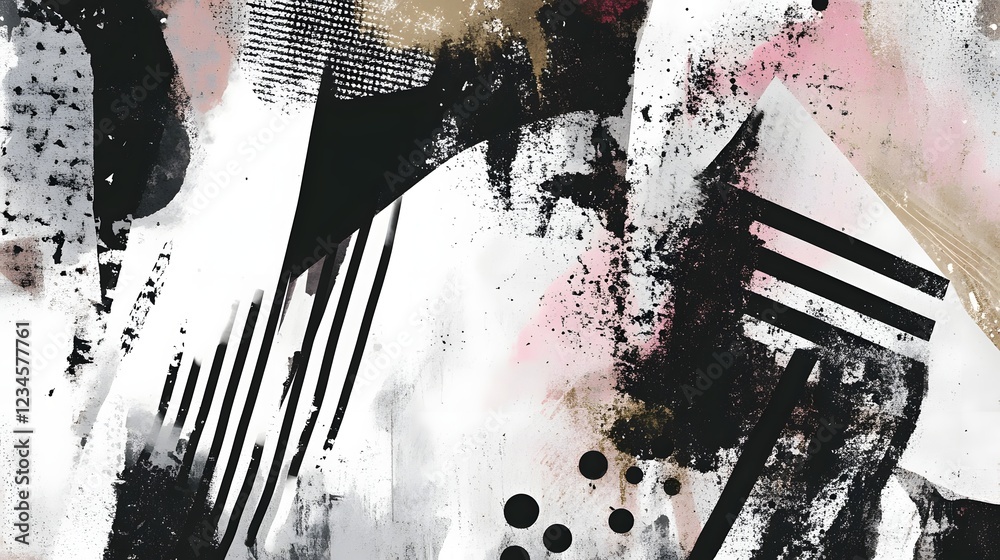 Poster vibrant abstract expressionistic painting with chaotic ink splatters and textured grunge layers a bo