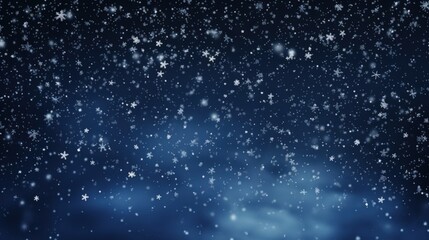 Obraz premium Falling Snowflakes Creating a Chaotic Atmosphere on a Dark Blue Background with a Magical and Serene Winter Vibe