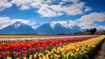 Obraz premium a garden of tulips blooming in spring