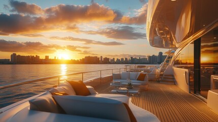 Fototapeta premium Sunset on Boat Deck