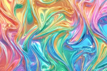 holographic texture featuring rainbow foil with swirling iridescent colors in a glossy, abstract pattern.