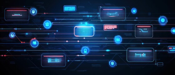 Futuristic digital interface with glowing data connections