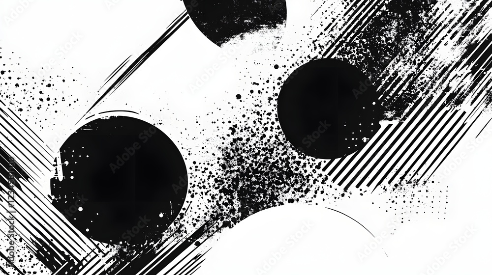 Leinwandbilder Visually captivating monochrome abstract backdrop featuring a bold dynamic composition of geometric shapes lines and contrasting textures  This modern minimalist design creates a striking