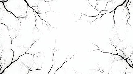 Obraz premium Abstract black branches frame white background; nature texture for design