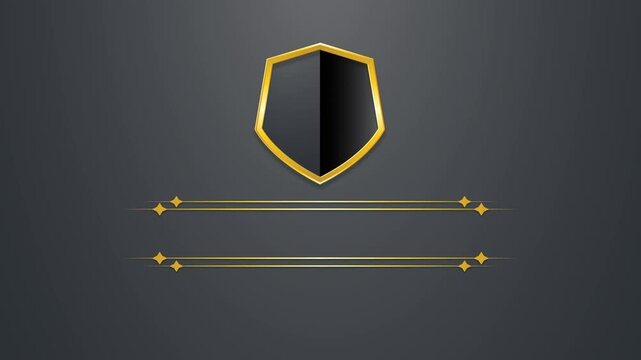 black and golden shield logo floral ornament green screen background