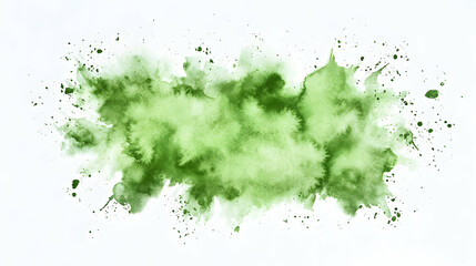 Abstract green watercolor splash on white background; design element for website, cards