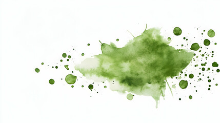 Abstract green watercolor splash on white background, ideal for design elements