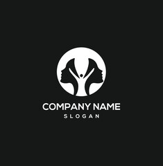 Dual Face Silhouette Logo Vector Design
