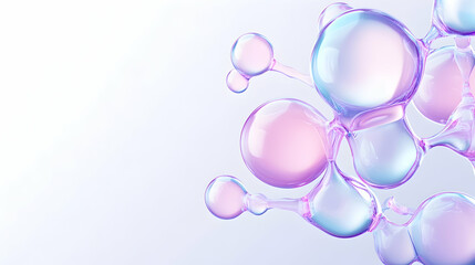 Abstract pastel bubbles, science background, molecule structure, cosmetic product concept