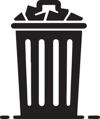 dustbin silhouette victor style image with white and block background.