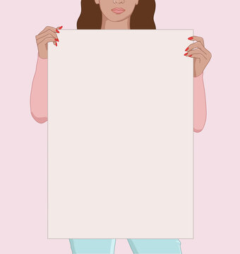 Woman Holding a Blank Paper for Creative Designs