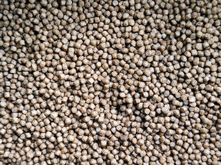 Fish concentrate is round in shape. Fish feed concentrate background.