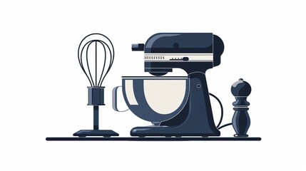 Blender with Whisk Nozzle Kitchen Hand Mixer Vector Illustration