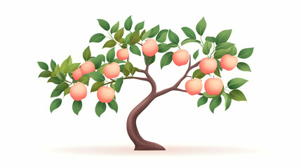 Bountiful apple tree, orchard, lush foliage, ripe fruit, white background, ideal for healthy food or nature themes