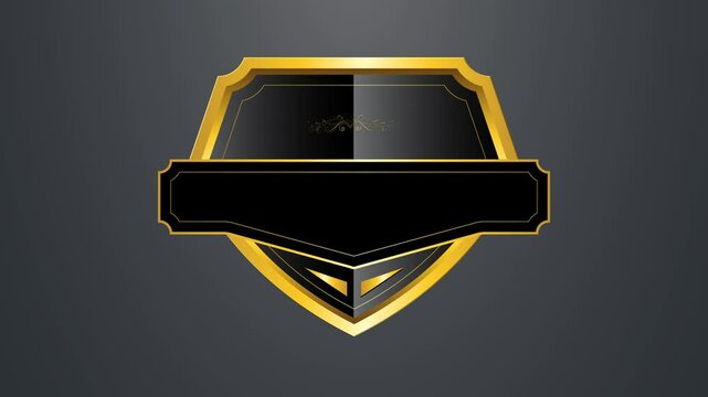 3d animation golden shield logo green screen background