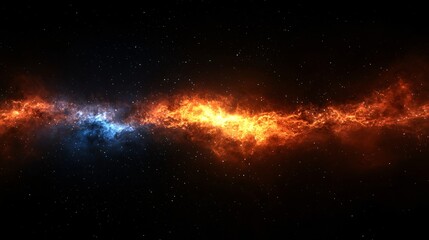 Obraz premium Cosmic fire and ice clash in space, stellar background