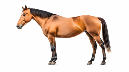 Obraz premium Chestnut horse profile, isolated on white, for equestrian website banner