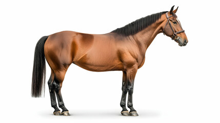 Obraz premium Chestnut horse profile, studio shot, white background, equestrian photography, ideal for equine websites