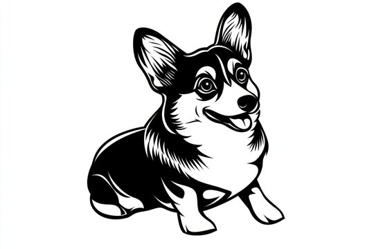 recommend clip art: Happy corgi dog sitting, white background, pet portrait, vector illustration