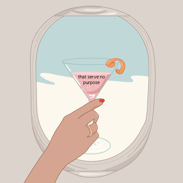 Relaxing View with Drink on a Plane