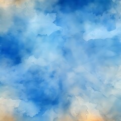 Abstract Blue and Beige Watercolor-Style Digital Painting