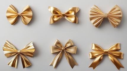 Six Golden Bows: Elegant Gift Decoration