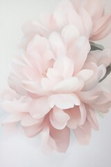 Obraz premium Soft pink peony blossoms arranged gracefully against a light background showcasing delicate petals and intricate textures