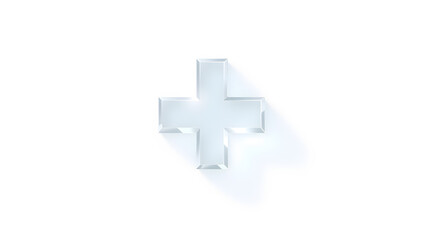 Obraz premium Plus sign cross symbol crystal transparent glass. 3D icon isolated on white background. Vector illustration for graphic design, Ux design. Generative AI