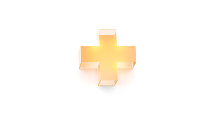 Fototapeta premium Plus sign cross symbol crystal transparent glass. 3D icon isolated on white background. Vector illustration for graphic design, Ux design. Generative AI