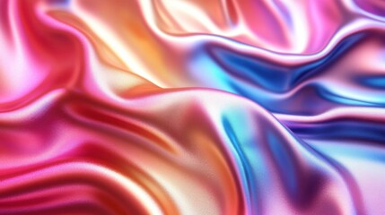 Obraz premium Vibrant silk fabric draped in colorful waves, showcasing smooth textures and dynamic reflections of light in a creative design setting
