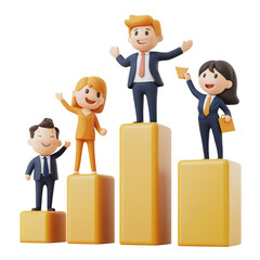 Empowering Leadership Business Growth Graph Strategic Vision Successful Teamwork and Collaborative Success, 3D design, Transparent Background, PNG