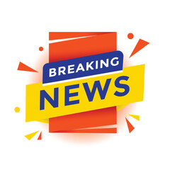 Breaking news banner label or tag. Advertising discounts sign vector illustration.