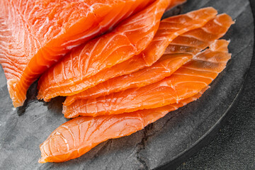 salmon fish raw fresh seafood fresh tasty food dish gourmet food background on the table rustic food top view copy space pescetarian  diet Vegetarian food