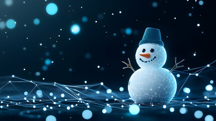 Obraz premium Digital Snowman Winter Holiday Scene