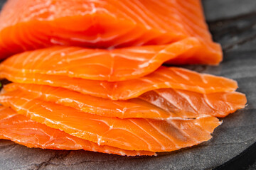 salmon fish raw fresh seafood fresh tasty food dish gourmet food background on the table rustic food top view copy space pescetarian  diet Vegetarian food