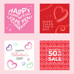Happy Valentine's Day templates for social media posts, cover, poster, banners, marketing, sales promotion. Vector illustration.