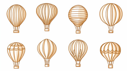 Naklejka premium Eight vintage hot air balloon illustrations, perfect for travel brochures or website design