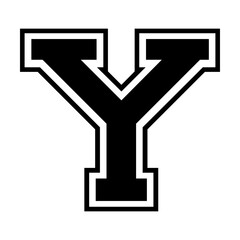 Initial letter Y in varsity font svg cut file. Isolated vector illustration.