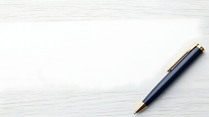 Elegant pen on white wood desk, copy space, office supplies, stationery