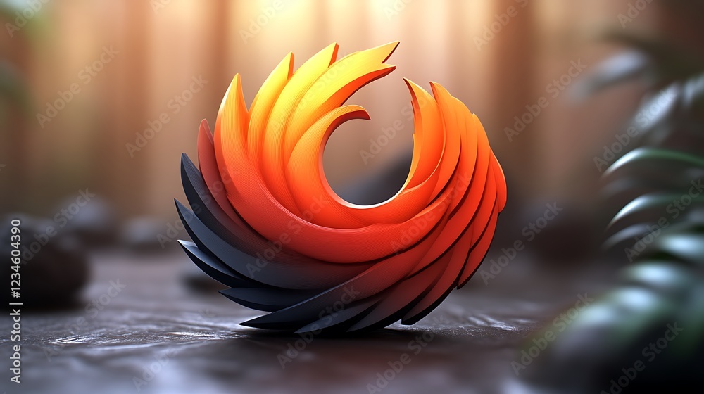 Poster Abstract 3D Render of a Circular Object with Blending Colors on a Textured Surface