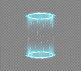 Magic Fantasy Portal, Futuristic Teleport, Glowing Light Effect, Blue Energy Rays, Night Scene, Sparkling Particles, Sci-Fi Vortex, Transparent Background, Mystic Gate, Neon Swirl, Digital Vector Glow