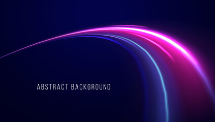 Colorful Light Trails, Long Time Exposure Motion Blur Effect. Abstract fire flare trace lens flares acceleration speed motion on night road. Acceleration speed motion on night road. © Vitalii