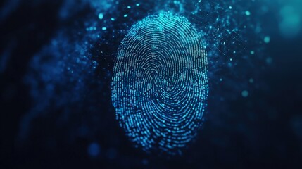 Digital Fingerprint Overlay in Blue and Black Background