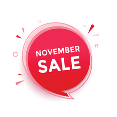 November sale banner, announcement design speech bubble icon. vector graphic template.
