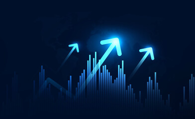 Business graph market  chart of stock investment trading. Arrow up of financial business success goal target technology.