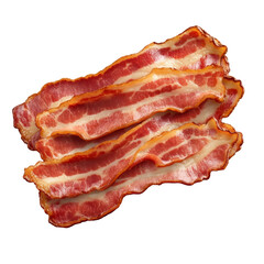 Obraz premium Crispy strip bacon isolated against a transparent background perfect for culinary designs and food presentations