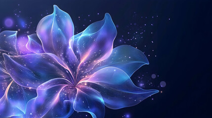 Obraz premium Glowing blue flower, magical sparkle background, fantasy art, website header