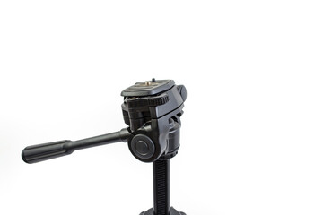 Tripod head for video camera isolated on white background close up