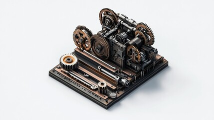 Fototapeta premium Intricate Gear Mechanism: A 3D Render of a Complex Machine